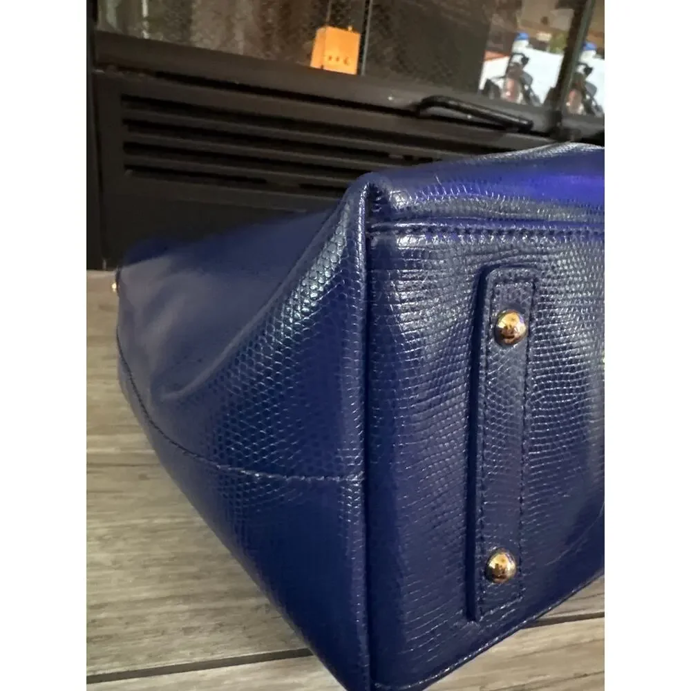 Dooney & Bourke cobalt blue large embossed lizard hobo handbag purse GUC